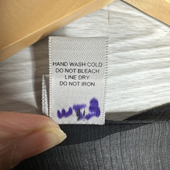 CHICO'S Sheer Size M/L Black Pancho Wrap Bead Necklace Scoop Neck Relax Fit - Picture 9 of 13